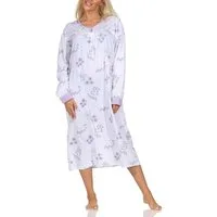 Normann Nachthemd Damen langarm Nachthemd im klassischen fraulichen Design