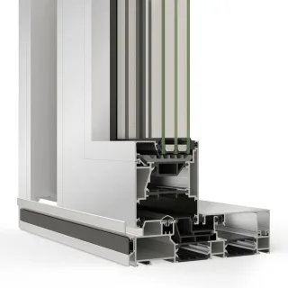 Schüco Terrassentür, ASE 80.HI Hebeschiebesystem, Aluminium, Weiß RAL 9016, zweiteilig, 2000 x 1800 mm, nach Maß