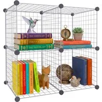 relaxdays Steckregal Würfel Set, 4-tlg., silber, 4 Würfel