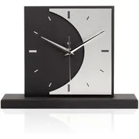 Kreative Feder Standuhr Standuhr „Moon“ aus Holz – schwarze Tisch-Uhr ohne Ticken, wahlweise mit Quarz- oder Funkuhrwerk, elegante Applikation