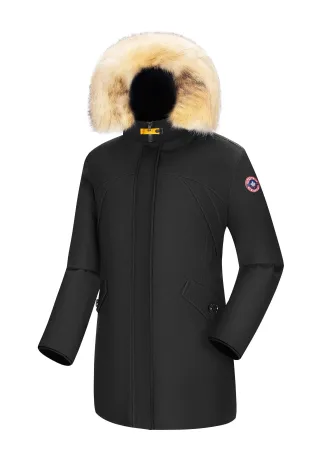 Subprime Parka für Frauen. Der Parka ist aus hochwertigem Polyester gefertigt und hat ein warmes Innenfutter. Ideal für die kalten Wintermonate. Der Pelzkragen ist aus Kunstfell und abnehmbar. Die Jacke verfügt über einen Auf- und Abwärts-Reißverschl