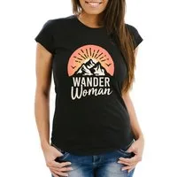 MoonWorks Print-Shirt Damen T-Shirt Wander Woman Wanderer Outdoor Geschenke für Wanderfans mit Print