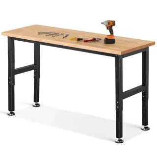 ENJOYWOOD 60 Inch Heavy Duty Workbench Workstation Work Table Rubberwood Top Workbench for Woodworking Shop Home Office