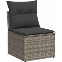 vidaXL Loungesofa Gartensessel ohne Armlehnen mit Kissen Grau Poly Rattan, 1 Teile