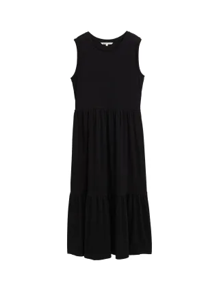 Denim Tom Tailor - Midi-Kleid mit Rippstruktur deep black - Gr. - S