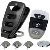 mt-key Auto Schlüssel Gehäuse 3 Tasten + 3X Mikrotaster + 1x passende CR2032 Knopfzelle, CR2032 (3 V), für Hyundai / Kia Funk Fernbedienung