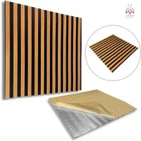 IKHEMalarka Wandpaneel Qualitätsgünstige Selbstklebende Lamellen Optik aus PE-Schaum, BxL: 66,5x67 cm, 0,44 qm, 66,5x66,5cm 5mm Stärke - Leicht & Flexibel