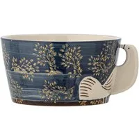 Bloomingville Schüssel Hezha, Steingut, in Blau, 460ml, mit Vogelmotiv