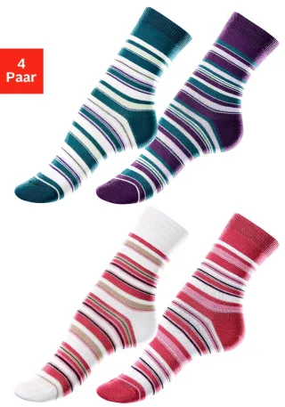 Lavana Socken Packung, 4 Paar tlg. mit Ringelmuster