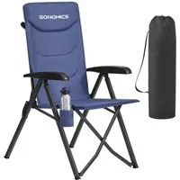 SONGMICS Campingstuhl 90°-150° verstellbare Rückenlehne (Packung), belastbar bis 150Kg, mit Getränkehalter/Tragetasche, 1er/2er Set