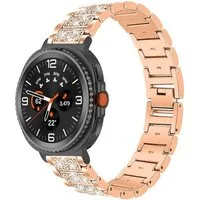 Wigento Smartwatch-Armband Edelstahl für Samsung Galaxy Watch 9 / 8 / 8 Classic im Diamant Design, Diamant Design, Edelstahl, Schmuck-Optik, Verstellbar