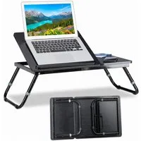 relaxdays Laptop Tablett Laptoptisch fürs Bett schwarz, Faserplatte