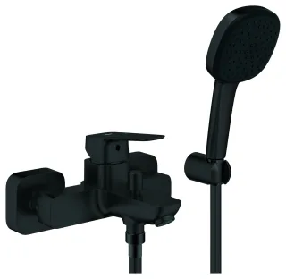Grohe EH-Wannenbatterie Cubeo 101814 Wandmontage mit Brausegrt. matt black, 1018142430 1018142430