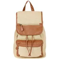 Sarcia.eu Rucksack Beiger Rucksack, Stoff + A4 Leder