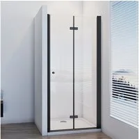 IMPTS Dusch-Falttür Duschtür Falttür 180° Dusche Nischentür Schwarz Duschkabine Drehbar, 70x185 cm, Einscheibensicherheitsglas, Sicherheitsglas, (set) Duschkabine Pendeltür Schwingtür Dusche Falttürkabine Duschabtrennung