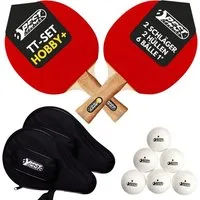 Best Sporting Tischtennisschläger Set HOBBY - 2 Schläger, 2 Taschen und 1* Tischtennisbälle (5-teiliges wertiges Tischtennis Set I Tischtennissets I Table Tennis Racket)