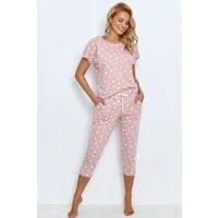Mademoiselle Sommeil Capri-Pyjama 3/4 Schlafanzug in altrosa mit weißen Punkten (2 tlg., 1 Stück)