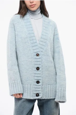 MM4 MM14 Oversize-Cardigan mit V-Ausschnitt und 4 Knöpfen in Hellblau