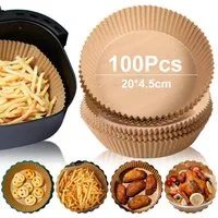 SinLaw Backpapier 100-Packungen Backpapier, Antihaft Einwegpapier Liner, Backzubehör, 20*4.5cm,Backpapier für Heißluftfritteuse,Absorbiert überschüssiges Öl