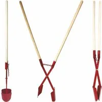 BauSupermarkt24 Garten-Multifunktionsgerät Erdlochausheber 11–28cm Ø Gr.1 Handbagger Erdlochschaufel m. 2 Stiele