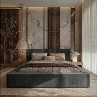 thematys Polsterbett mit Bettkasten, CLOUD 140x200 160x200 180x200 200x200cm (Kopfteil im modernen-Look – hochwertiger Bouclé-Stoff, Inklusive Lattenrost - hochwertiger Stoff), hydraulische Klappfunktion für Stauraum