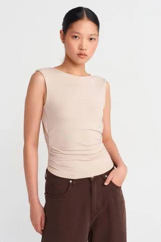 Damen Slim-Fit Cut-out Crop-Bluse