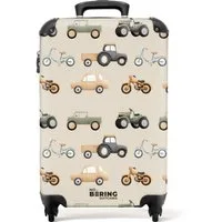 NoBoringSuitcases.com© Kinderkoffer Retro-Fahrzeugmuster 55x35x20cm, 4 Rollen, Handgepäck Koffer, Hartschalenkoffer Kinder, Reisekoffer Jungen