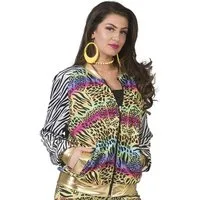 Funny Fashion Kostüm Rapperin Hip Hop Jacke für Damen, tierprint bunt