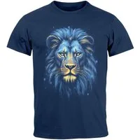 Neverless Print-Shirt Herren T-Shirt Löwe Lion Art-Print Kunst Illustration Aufdruck mit Print