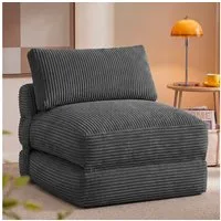 VASAGLE Schlafsofa Schlafsessel aus Cord und Schaumstoff, Faltbares Sofabett mit Kissen, 89 x 89 x 78 cm / 89 x 195 x 43 cm