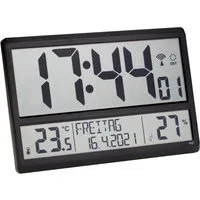 TFA Dostmann Funkwanduhr Digital XL-Wanduhr TFA 60.4520.01 mit Innentemperatur Datum Wochentag