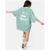 Worldclassca T-Shirt Worldclassca Oversized Print I Love T-Shirt lang Tee Sommer Oberteil