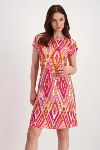 monari - Kleid mit Ikatmuster berry sorbet gemustert - Gr. - 46