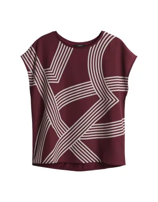 Opus - Regular Printshirt im Materialmix - Sabethi print rot - Gr. - 38