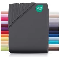 Carpe Sonno Spannbettlaken Jersey 90x200 100x200 120x200 140x200 160x200 180x200 200x200 70x140, Jersey, Gummizug: rundum, (1 Stück), 100% Baumwolle Spannbettlaken 100x200 Spannbetttuch Anthrazit