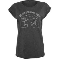 Youth Designz Print-Shirt Die Mit Hund Geht" Damen T-Shirt Statement Geschenk Frauen Motiv mit stylischen Frontprint für Frauen