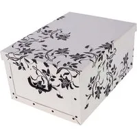 Kreher Aufbewahrungsbox Aufbewahrungsbox, Dekokarton - Motiv: Blumen Barock, Weiss