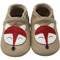 Yalion Weiche Leder Krabbelschuhe Lauflernschuhe Hausschuhe Fuchs Krabbelschuh Baby Schuh aus echtem Leder,Barfußgefühl & rutschfester Sohle