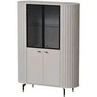 Compleo Standvitrine mit Glastüren, 4 türen, Lamellenoptik, Glamour design MODERNO