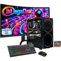GAMEMAX MegaDeal Black Hole 2839 AMD Ryzen 5 7500F 32GB DDR5 1TB SSD RTX 5070 Gaming-PC-Komplettsystem (34", AMD Ryzen 5 7500F, RTX 5070, 32 GB RAM, 1000 GB SSD, Windows 11, DDR5 RAM + MSI MAG 342CQR E2 Curved Monitor 86cm (34)