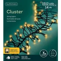 Lumineo LED-Lichterkette Lumineo Lichterkette CLUSTER 1512 LED 14 m klassisch warm, schwarz, Indoor/Outdoor, dimmbar, 8h-Timer, + 5 m Zuleitung