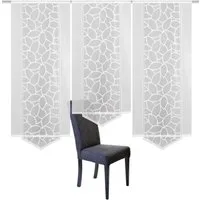 HOME WOHNIDEEN Schiebegardine Schiebevorhang Jacquard Set, Stoff, weiß, 125 x 57 cm, 3-Einheiten, halbtransparent, 100% Polyester