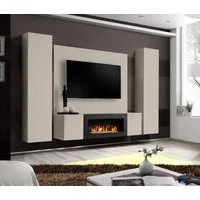 ASM-Moebel Wohnwand Wohnwand FLY M1 CC inkl. Push-Click System mit Bio Ethanol Kamin, Mit Bio-Ethanol Kamin und Push-Click System