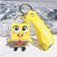 Stelby Schlüsselanhänger Spongebob Schwammkopf Schlüsselanhänger 3D Gummi, Strapazierfähiges & flexibles Material für langlebige Nutzung