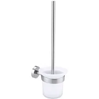 tesa WC-Reinigungsbürste MOON WC-Bürstenhalter ohne Bohren - 39 cm : 11,5 cm : 14,7 cm, Badezimmer, Gäste-WC, Wandmontage, (Packung, 1-tlg), selbstklebende WC-Bürste für Wandmontage - Edelstahl - silber matt