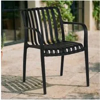 IDIMEX Gartenstuhl TULIPANO (6 St), Outdoor Stühle 6er aus UV-beständigem Kunststoff wetterfest Schwarz