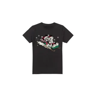 Disney - "Sledding For Christmas" T-Shirt für Herren (Schwarz)