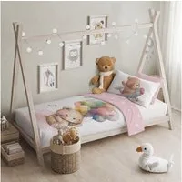 texpot Bettwäsche Kinderbettwäsche Teddybär bedruckt Garnitur, Baumwolle, 2 teilig