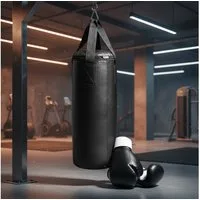 Feel2Home Boxsack Boxsack 60cm gefüllt 9KG + Handschuhe Sandsack Boxen Rocky Training (Komplett-Set, 2-tlg., mit Handschuhen), Hohe Robustheit
