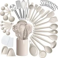 OKWISH Kochbesteck-Set 43er Küchenhelfer Set Kochgeschirr Küchenutensilien Küchengerät Küchen (Kochset Antihaft Hitzebeständig mit Utensilienhalter und Aufhängeloch, 43-tlg., Kochzubehör, Utensil Set, Silikon, Kochutensilien), Spülmaschinengeeignet f